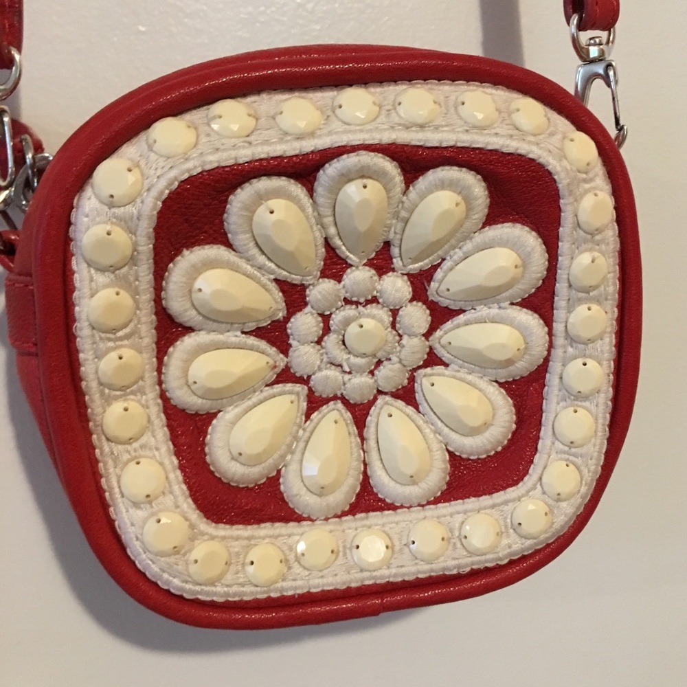 Brighton red and white jeweled purse